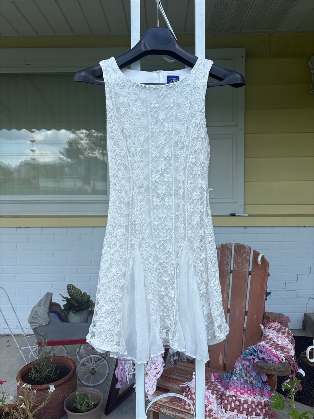 Disney White Lace Sleeveless A-Line Dress for Girls